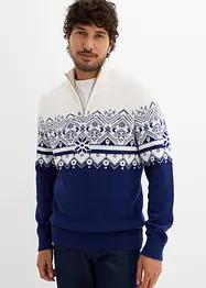Norweger-Pullover mit Troyerkragen aus reiner Baumwolle, bonprix