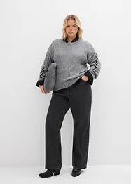 Loose Straight-Jeans High Waist, Bequembund mit Strass, bonprix