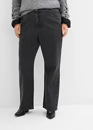 Loose Straight-Jeans High Waist, Bequembund mit Strass, bonprix