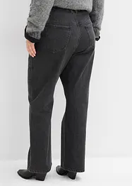 Loose Straight-Jeans High Waist, Bequembund mit Strass, bonprix