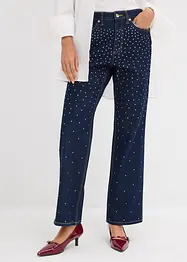 Straight-Jeans Mid Waist Bequembund mit Strass, bonprix