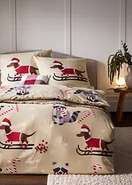 Parure de lit avec teckel de Noël, bonprix