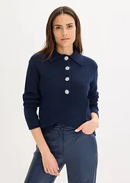 Polo-Pullover mit Wollanteil, bonprix