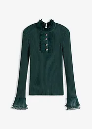 Feinstrick-Shirt mit Chiffon-Volants, bonprix