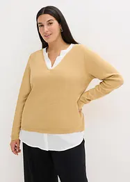 Pull en fine maille avec empiècement chemisier, bonprix