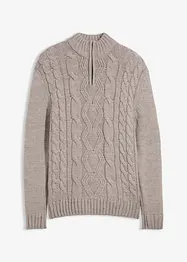 Troyer Pullover mit Zopfmuster, bonprix