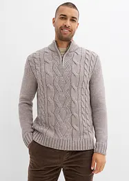 Troyer Pullover mit Zopfmuster, bonprix