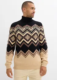 Pull col roulé à motif ikat, bonprix