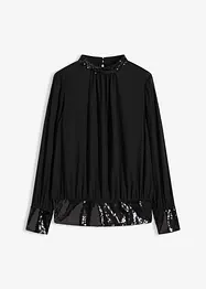 Blouse en tulle fin avec empiècements à sequins, bonprix