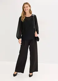 Blouse en mousseline avec strass sur les épaules, bonprix