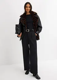 Lederimitat-Jacke mit Leoparden Kunstfell, bonprix
