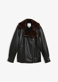 Veste enduite avec doublure peluche léopard, bonprix