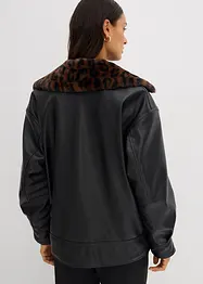 Lederimitat-Jacke mit Leoparden Kunstfell, bonprix