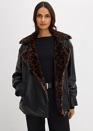Lederimitat-Jacke mit Leoparden Kunstfell, bonprix