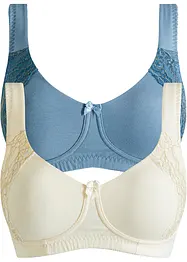 Lot de 2 soutiens-gorge moulés coton sans armatures, bonprix