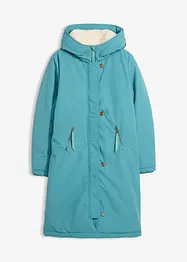 Wintermantel mit Teddyfell in der Kapuze, bonprix