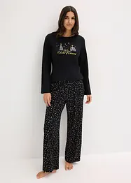 Pyjama aus reiner Baumwolle mit Glitzerdruck, bonprix