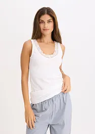 Unterhemd mit Bio-Baumwolle und Spitze (2er Pack), bonprix