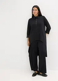 Jersey Bluse mit Satinbesätzen, bonprix