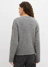 Boxy-Pullover mit geflochtenen Ärmeln, bonprix