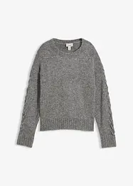 Boxy-Pullover mit geflochtenen Ärmeln, bonprix