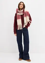 Pull boxy avec motif tressé sur les manches, bonprix