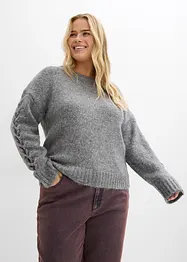 Boxy-Pullover mit geflochtenen Ärmeln, bonprix