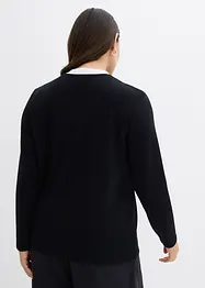 T-shirt manches longues en viscose mélangée, col cheminée contrastant, bonprix