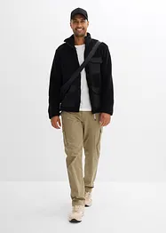 Teddy-Fleece Jacke mit Web-Besatz und Stehkragen, bonprix