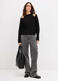 Grobstrick-Pullover mit Zopfmuster, bonprix