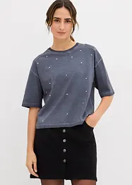 T-shirt 100% coton à strass, bonprix