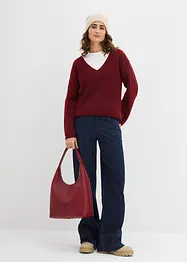 Pull en maille avec col V, bonprix