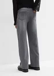 Wide-Leg-Jeans mit Strasssteinen Mid Waist, bonprix