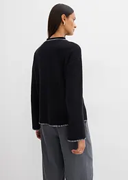 Strickjacke aus Wollmix mit Kontrastdetails, bonprix