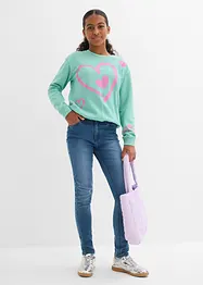 Sweatshirt mit Ballon-Saum aus reiner Bio-Baumwolle, bonprix