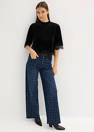 Samtshirt mit Spitze, bonprix