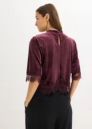 Samtshirt mit Spitze, bonprix