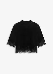 T-shirt en velours et dentelle, bonprix