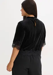 T-shirt en velours et dentelle, bonprix