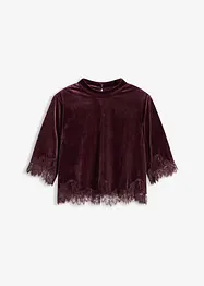 Samtshirt mit Spitze, bonprix
