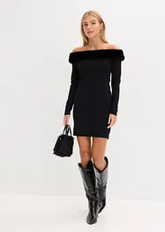 Strickkleid mit Fellimitat-Besatz, bonprix