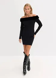 Strickkleid mit Fellimitat-Besatz, bonprix