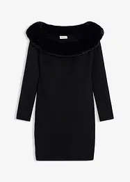 Strickkleid mit Fellimitat-Besatz, bonprix