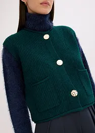 Gilet sans manches en maille à boutons décoratifs, bonprix