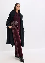 Marlenehose aus softem Samt mit Spitzeneinsatz, bonprix