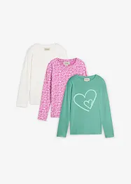 Lot de 3 T-shirts manches longues 100% coton, bonprix