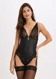 Body mit Wetlook und abnehmbaren Strapshalter, bonprix