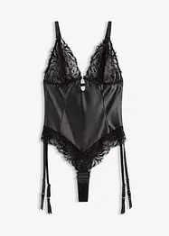 Body mit Wetlook und abnehmbaren Strapshalter, bonprix
