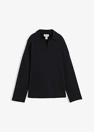 Sweat en coton avec col polo en maille, bonprix