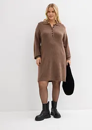 Robe courte en maille avec encolure boutonnée, bonprix